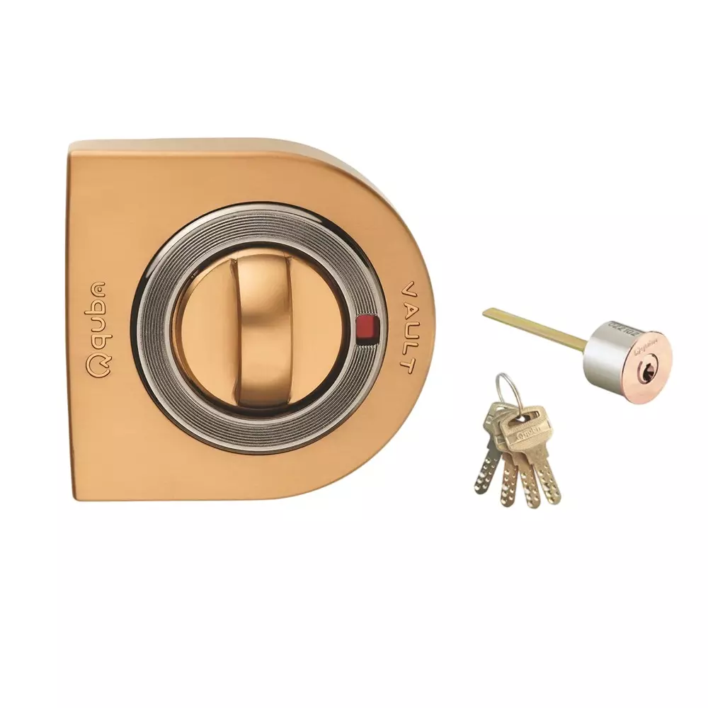 Quba Vault Vertibolt Lock- 1 Side Key / Knob With Dimple Key RG Finish, Q 230