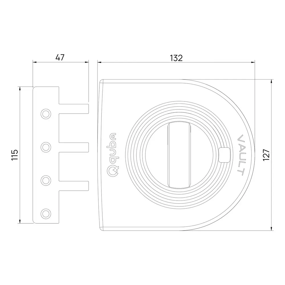 Quba Vault Vertibolt Lock- 1 Side Key / Knob With Dimple Key RG Finish, Q 230