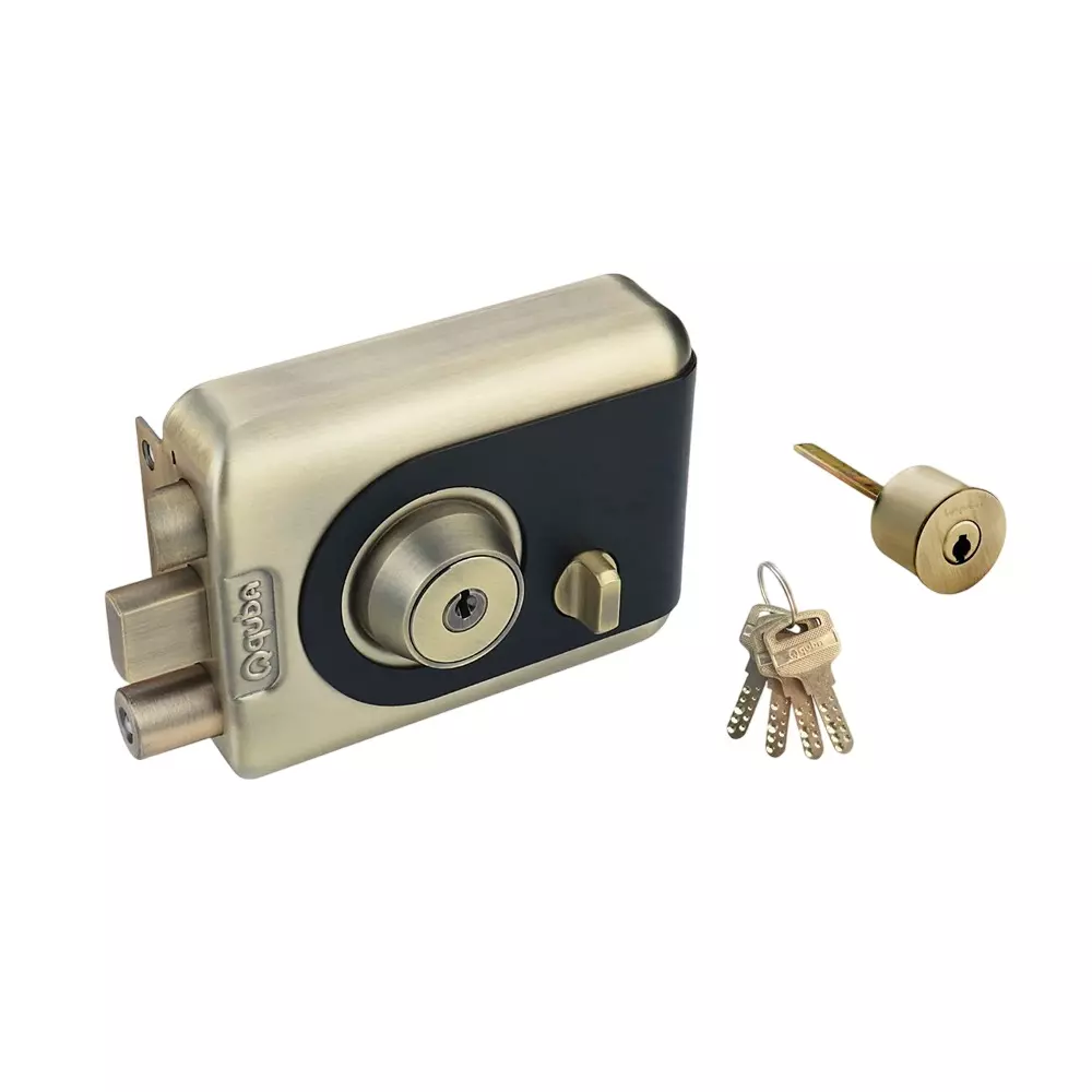 Quba Trident Lock With Pull Handle Combo - Both Side Key With Dimple Key ABM Finish, Q 239