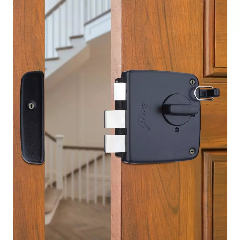 Godrej Reversible Pin Cylinder 1CK Latchbolt Tribolt Compact Textured Black Finish, 4513