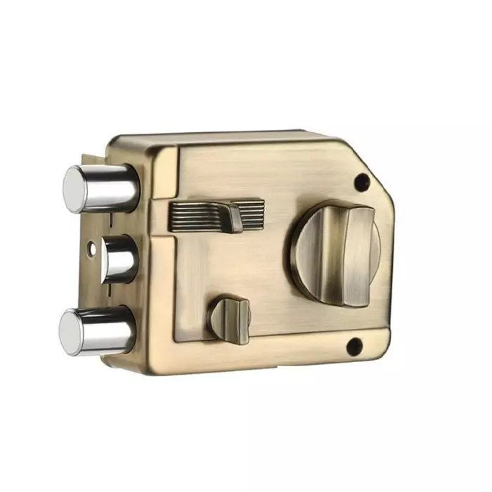 Contesa Rim Lock Antique Brass Finish Metal Body Manual Operated for Residential Security Doors, RL004AB