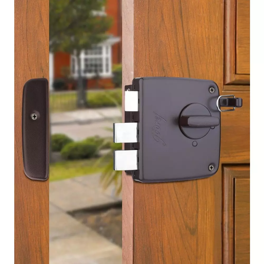 Godrej Reversible Pin Cylinder 1CK Latchbolt Tribolt Compact Textured Brown Finish, 4516