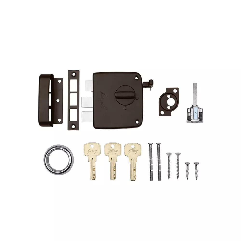 Godrej Reversible Pin Cylinder 1CK Latchbolt Tribolt Compact Textured Brown Finish, 4516