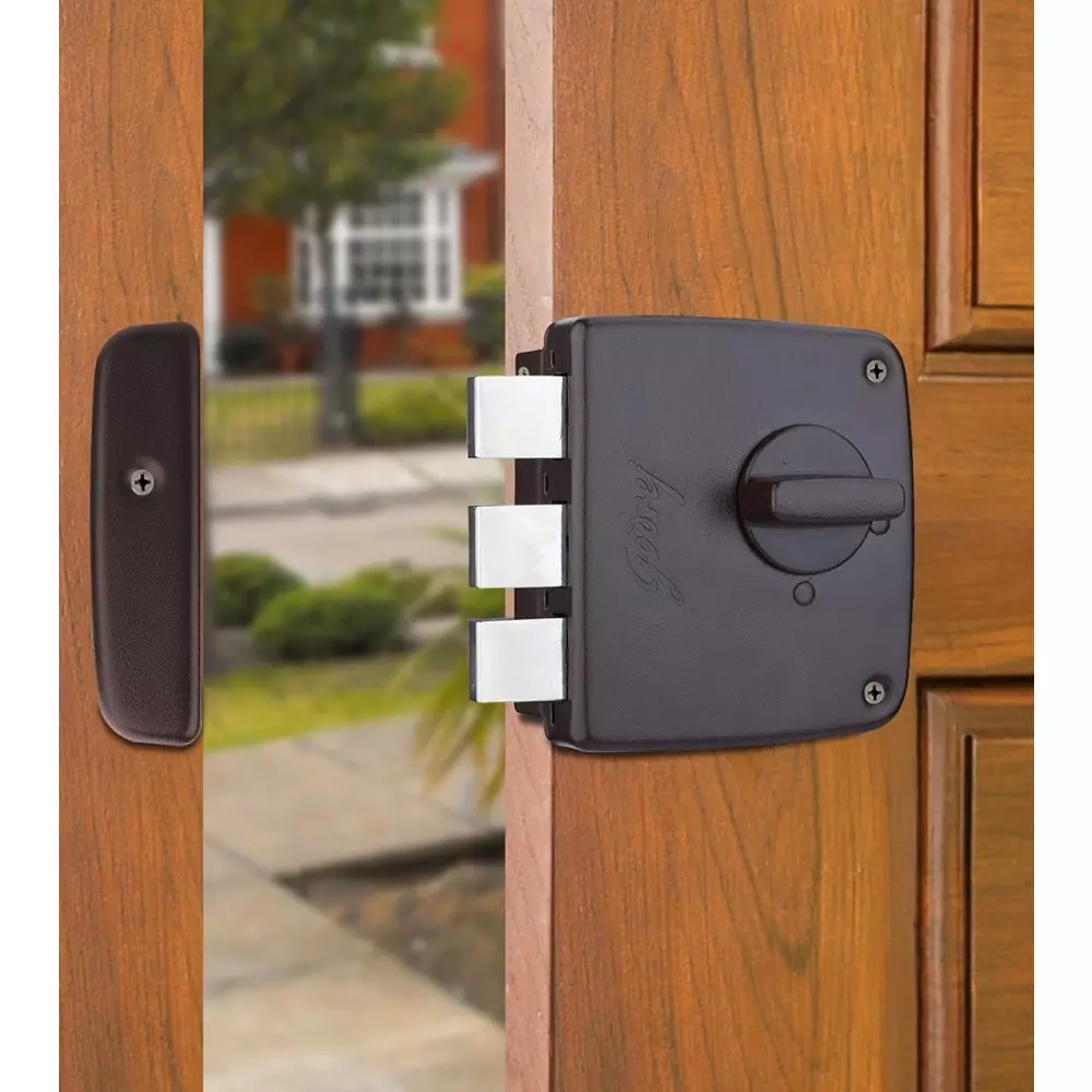Godrej Reversible Pin Cylinder 1CK Deadbolt Tribolt Compact Textured Brown Finish, 4517