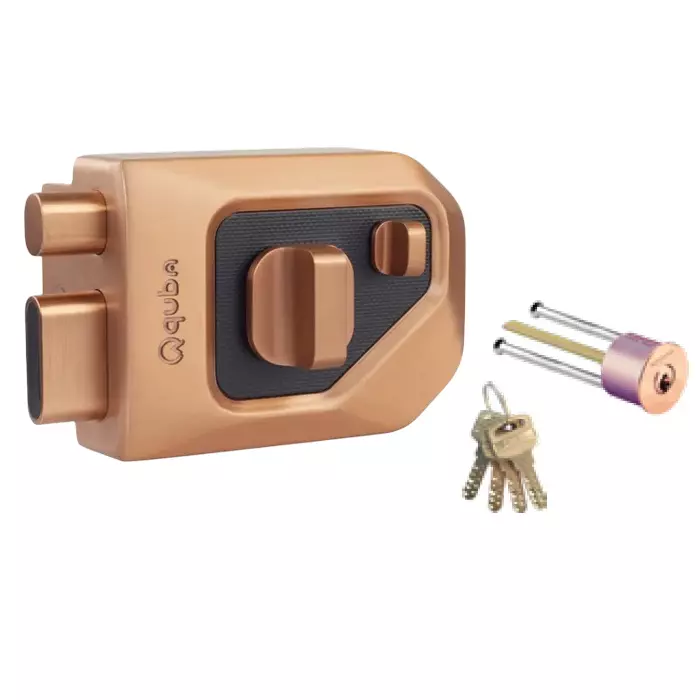 Quba Main Door Locks One Side Key And One Side Knob with Dimple Key RGM Finish, Q 258