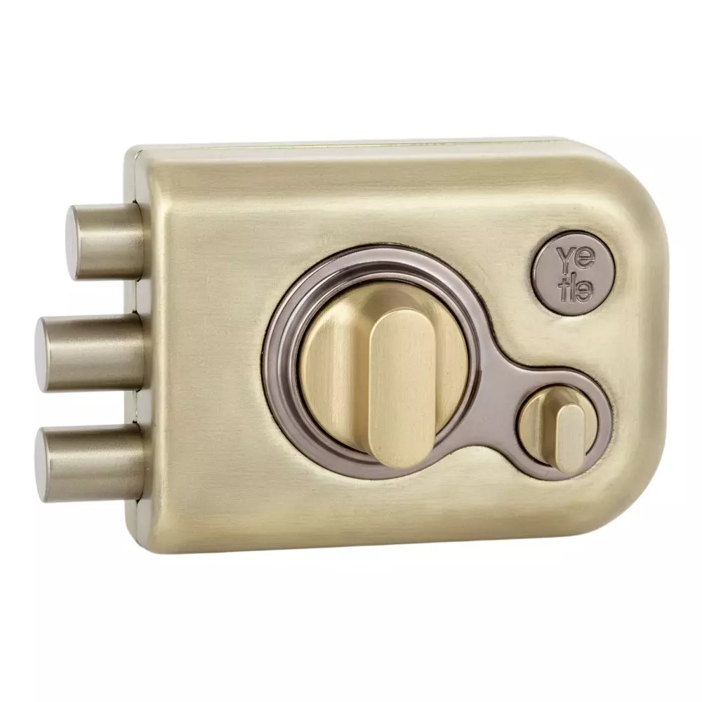 Yale Kratos Rim Lock 14 Pin Thumbturn with Key Antique Brass Matt and Black Nickel Finish 4 Dimple Key, KRT-LB-TT (ABM/BN)