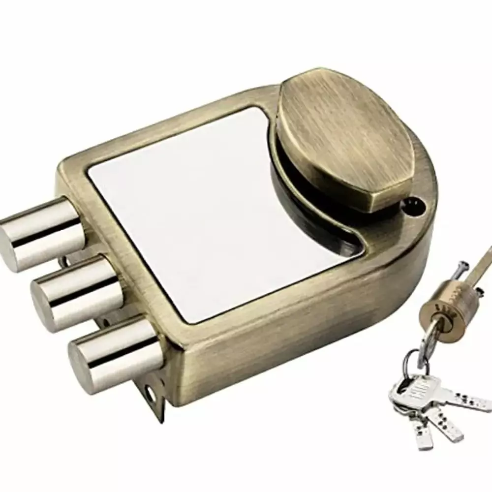 DM Locks 20 x 20 x 10 cm Stainless Steel Heavy Tribolt Door Lock Antique Finish, MDL 6004