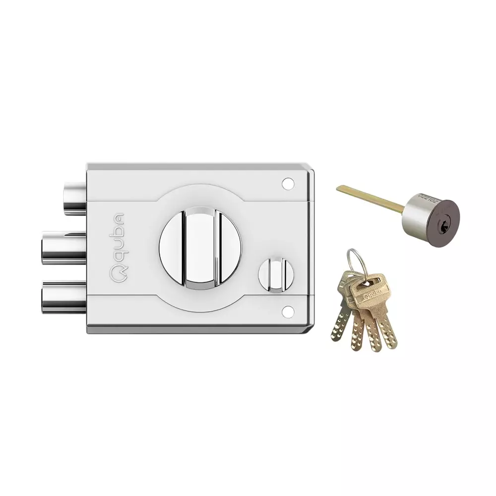 Quba Armour Plus Lock- 1 Side Key / Knob With Dimple Key SS Finish, Q 253