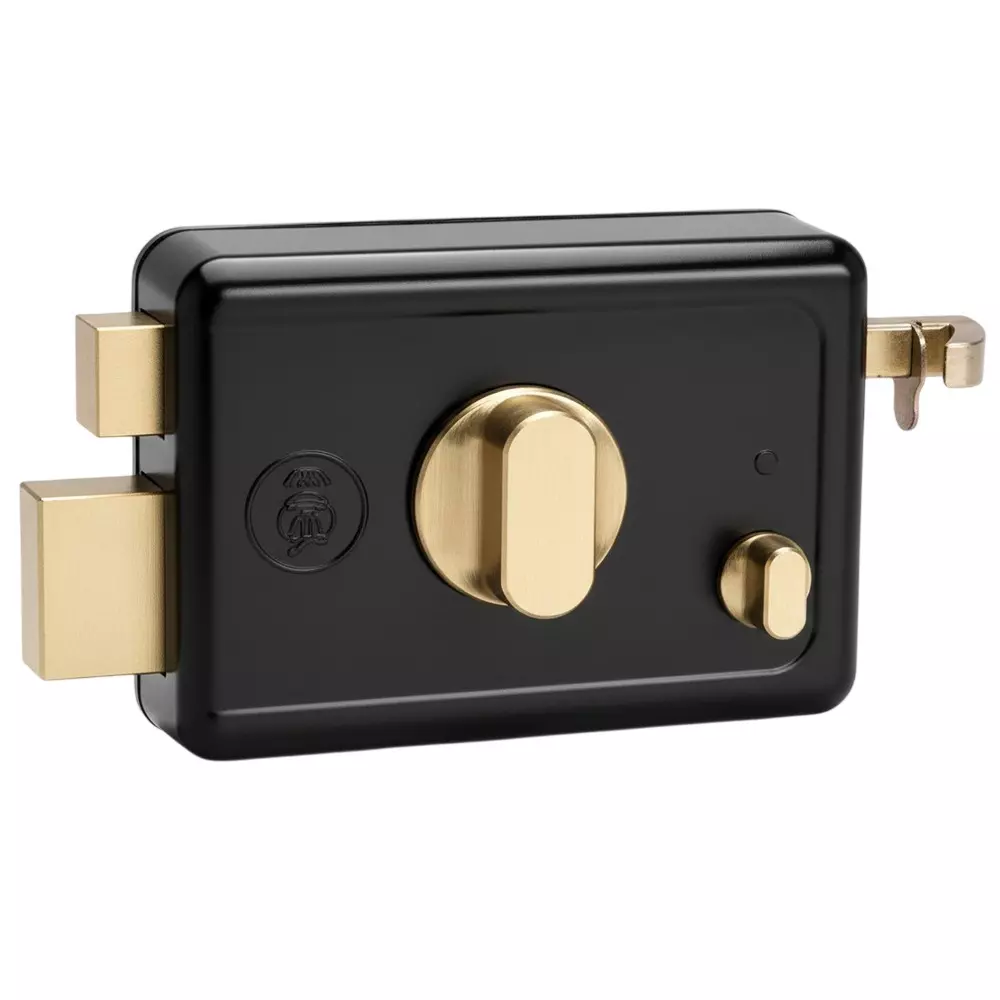 Yale R600 Rim Lock Thumbturn with Key Zinc Alloy Latch Black Body & Receptacle with AB-Matt Knob & Bolts, R600 TT DK (BLK+AB)