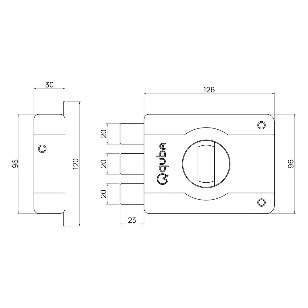 Quba Armour Plus Dead Lock- 1 Side Key / Knob With Dimple Key AB Finish, Q 254