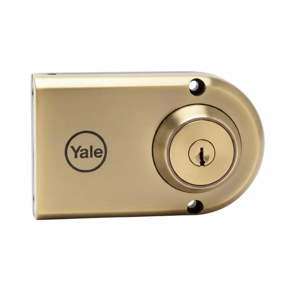 Yale Vertical Bolt Rim Lock One Side Knob 4 Dimple Keys Antique Brass, VBKA 100 DCDK (AB)