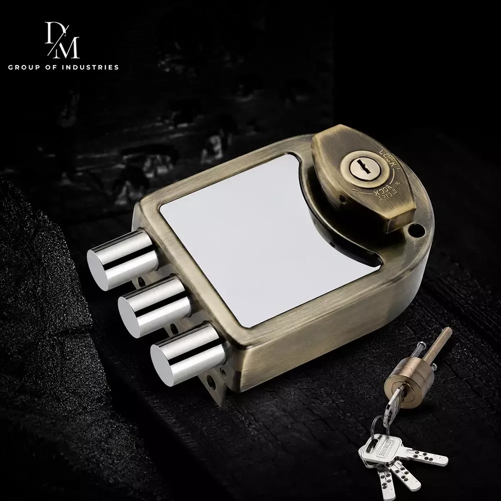 dm-locks-20-x-20-x-10-cm-stainless-steel-heavy-tribolt-door-lock-antique-finish-mdl-6003