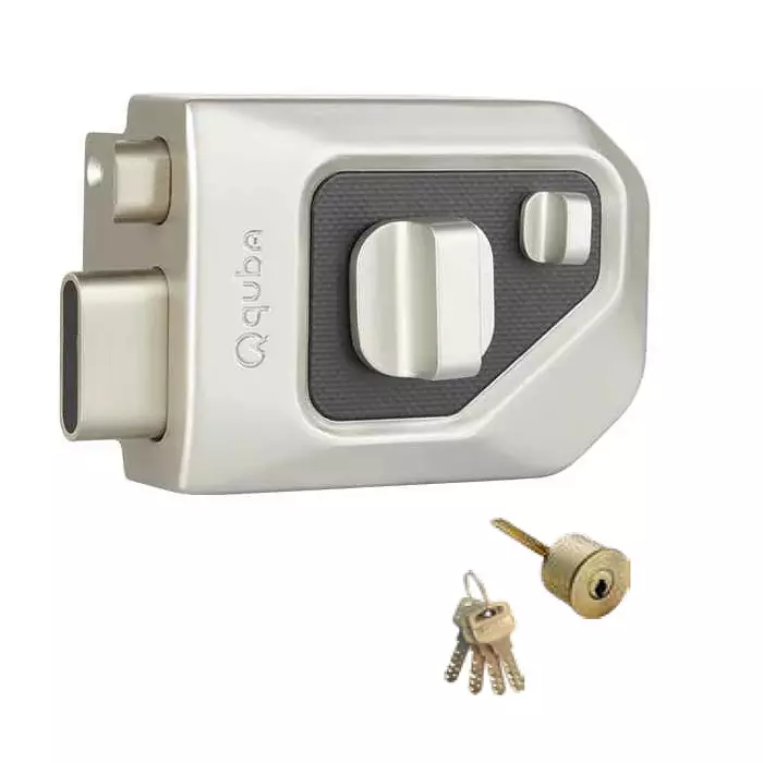 Quba Main Door Locks One Side Key And One Side Knob with Dimple Key SS Finish, Q 257