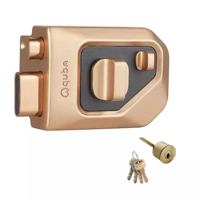 Quba Main Door Locks One Side Key And One Side Knob with Dimple Key RGM Finish, Q 257