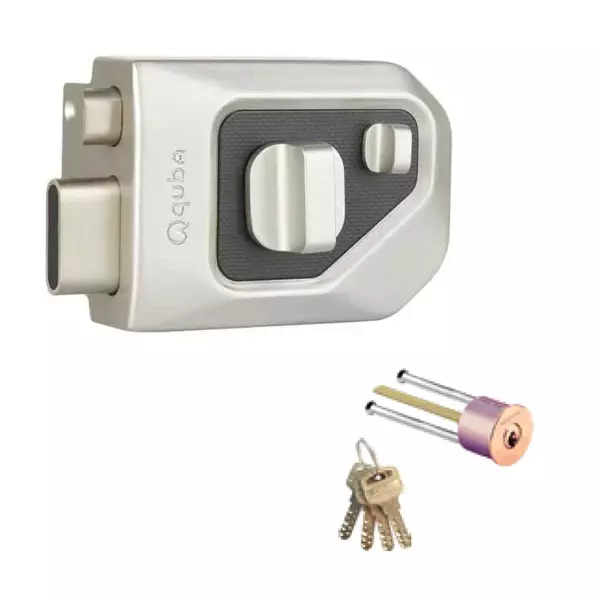 Quba Main Door Locks One Side Key And One Side Knob with Dimple Key SS Finish, Q 258