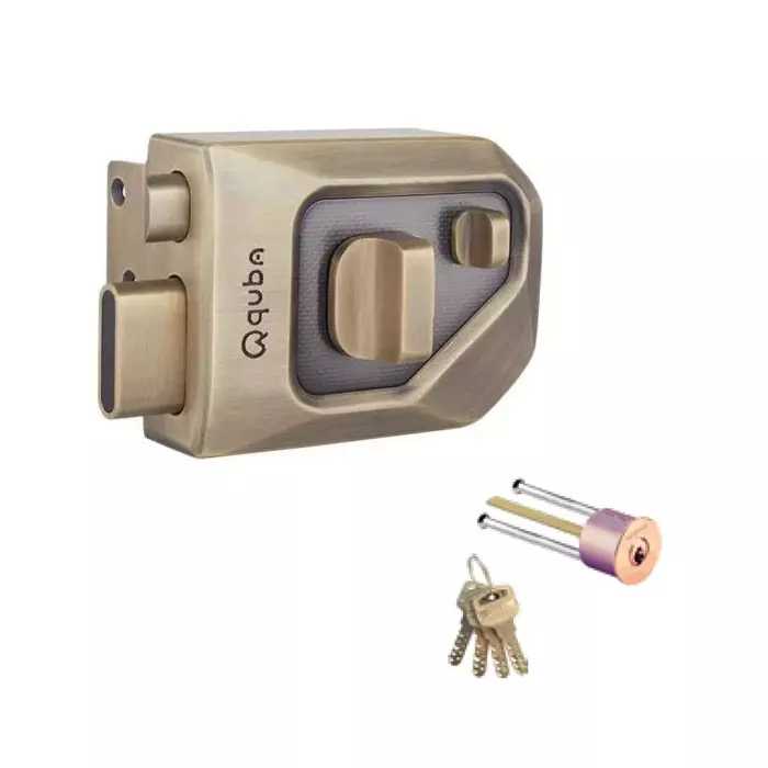Quba Main Door Locks One Side Key And One Side Knob with Dimple Key ABM Finish, Q 258