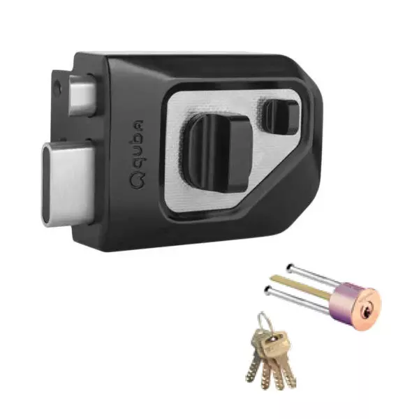 Quba Main Door Locks One Side Key And One Side Knob with Dimple Key JBM Finish, Q 258