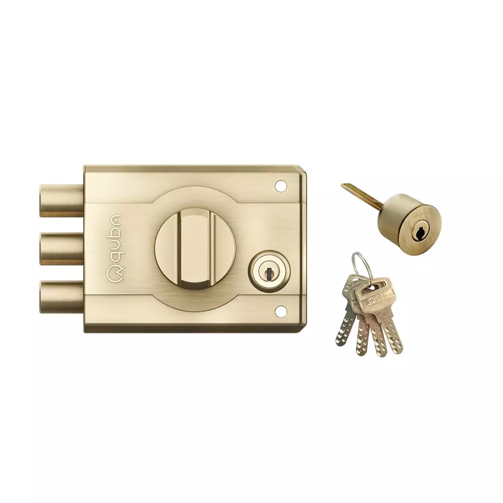 Quba Armour Plus Dead Lock- With Lockable Knob AB Finish, Q 256