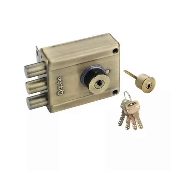 Quba Magna Dead Lock 3 Bolt-Both Side Key With Dimple Key AB Finish, Q 229
