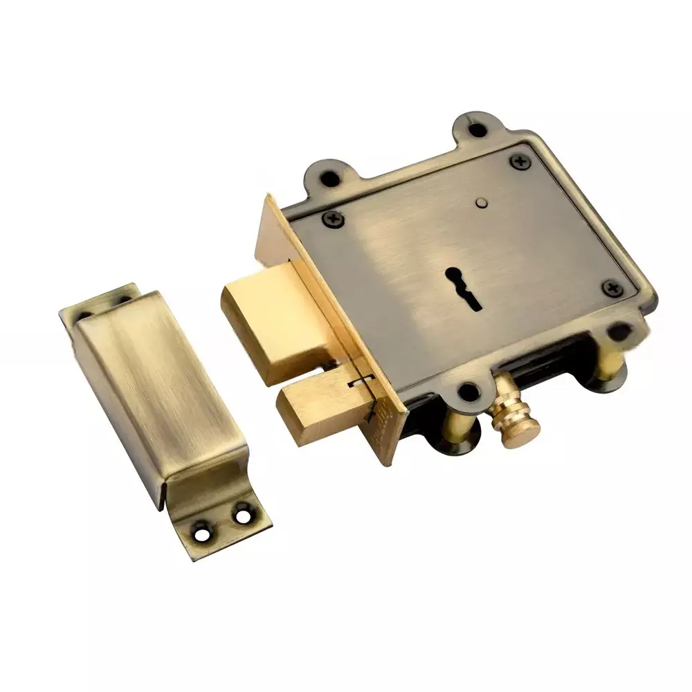DM Locks 125 mm 8 Lever Iron Main Gate Door Lock Double Action Antique Finish, MDL 6002