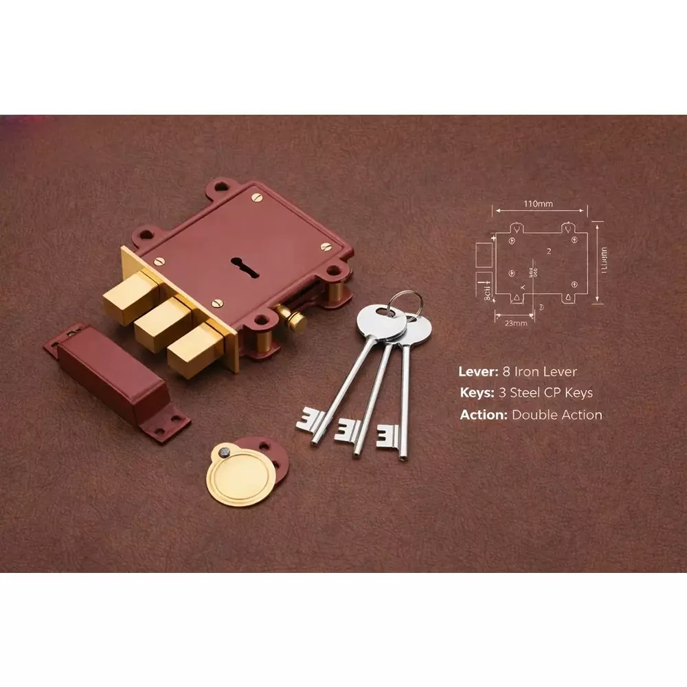 dm-locks-125-mm-8-lever-iron-main-gate-door-lock-double-action-brown-finish-mdl-6001