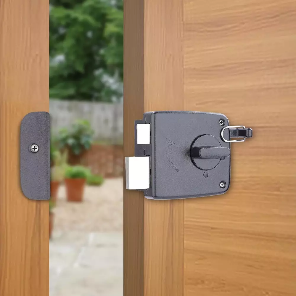 Godrej Reversible Pin Cylinder 1CK Latchbolt Outside Opening Twinbolt Compact Textured Black Finish, 7302