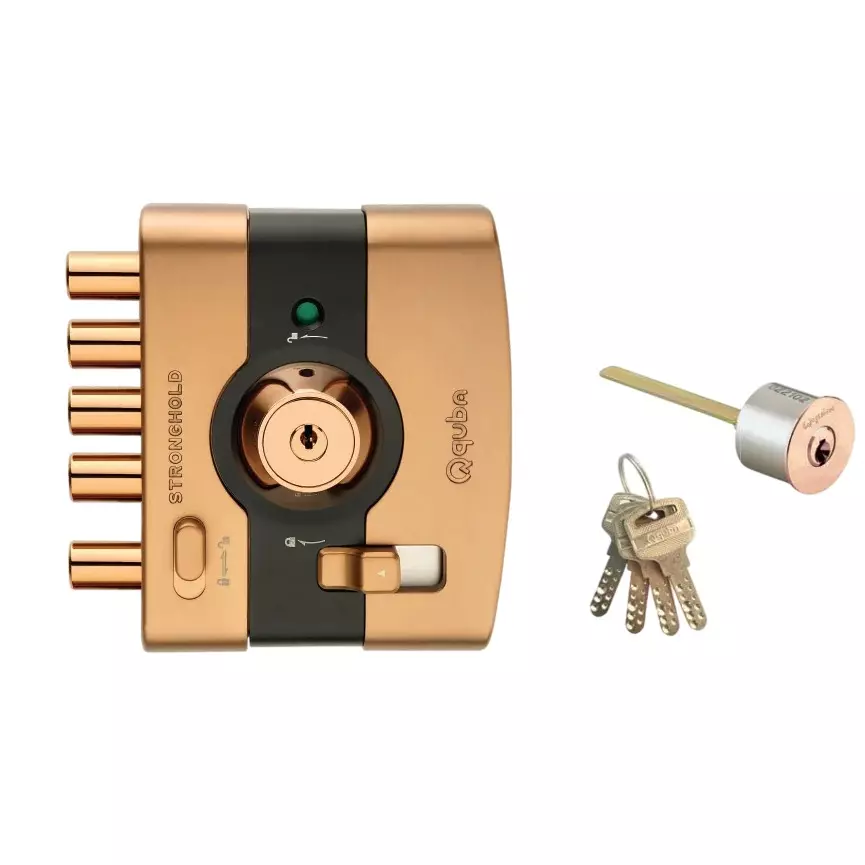 Quba Strong Hold Dead Lock- Both Side Key With Dimple Key RG Finish, Q 235