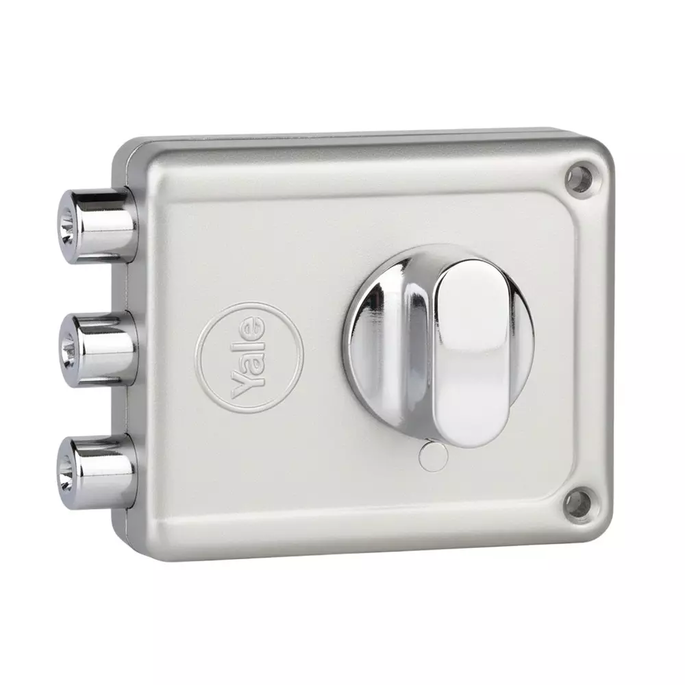 Yale R300 Rim Lock Tribolt with Thumbturn 3 Regular Key Silver Colour Coated, R300 3B TT