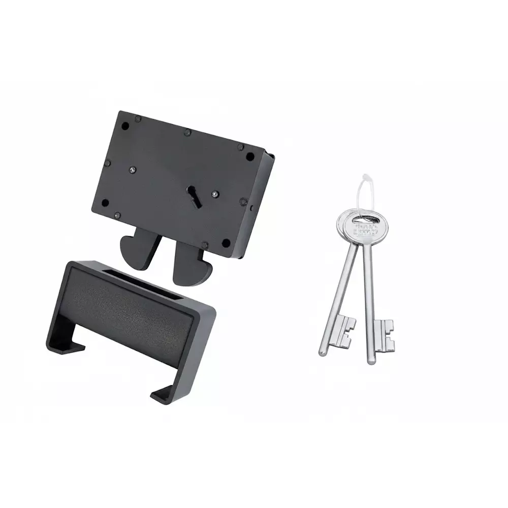 Harrison Center Shutter Lock 440x350x260 mm Black Finish with 2 Keys, 0179