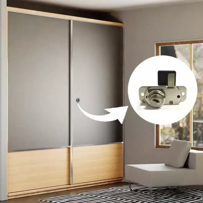 Ebco Premium Sliding Wardrobe Lock Nickel Plated Finish and Size 35 mm, P-WLS1-35