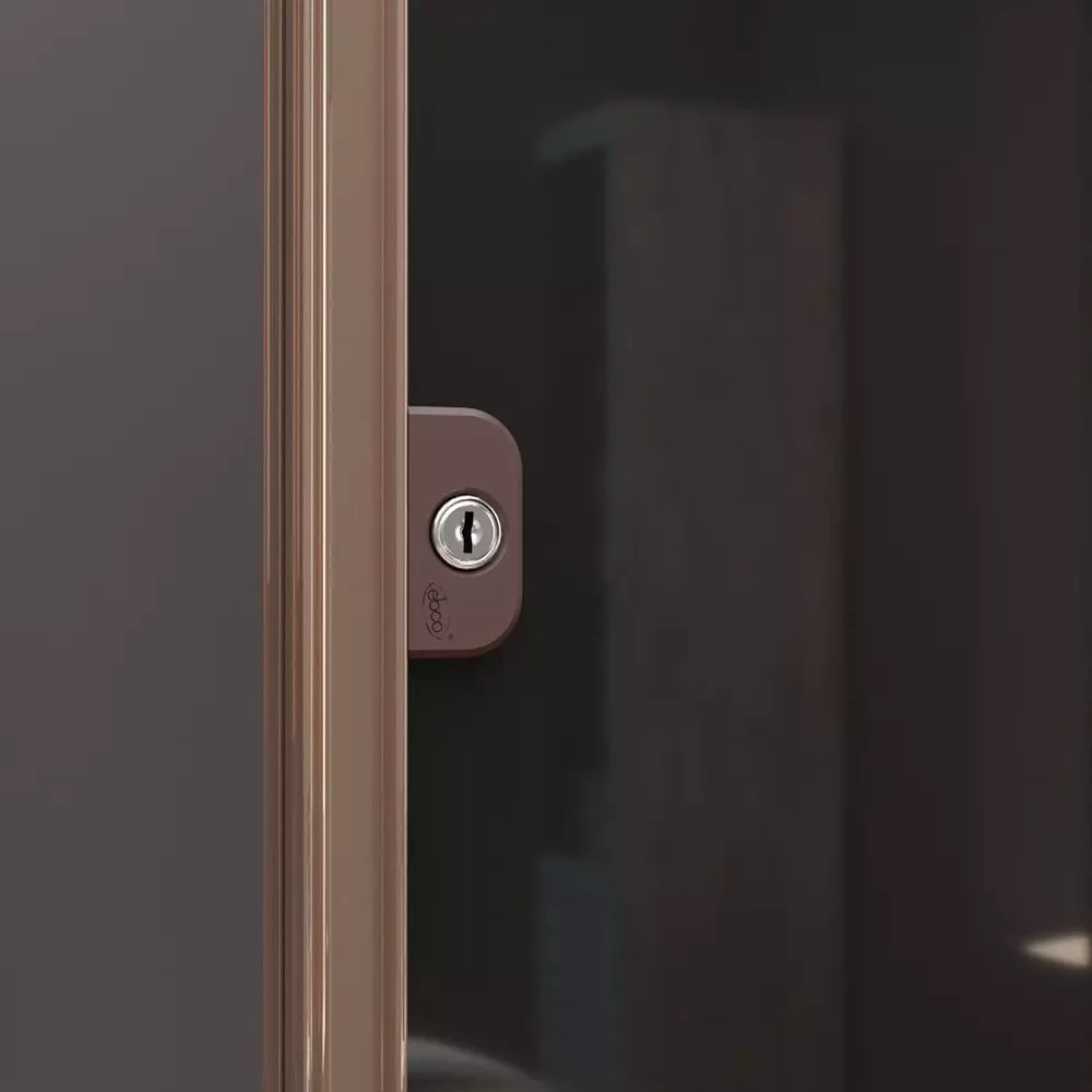 Ebco Premium Walk In Sliding Push Lock Glass/Wood Special Finish and 60 x 30 mm Size, P-WSPL-GW