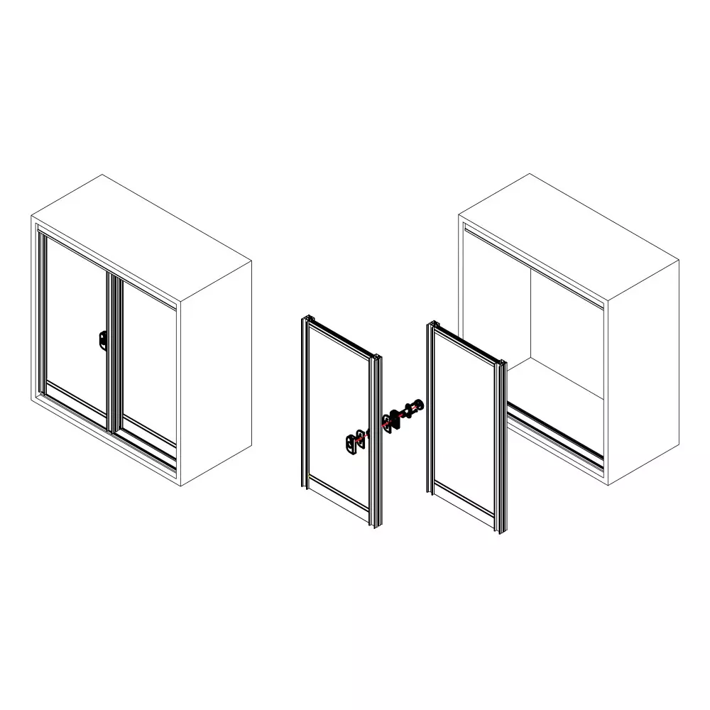 Ebco Premium Walk In Sliding Push Lock Glass/Wood Special Finish and 60 x 30 mm Size, P-WSPL-GW