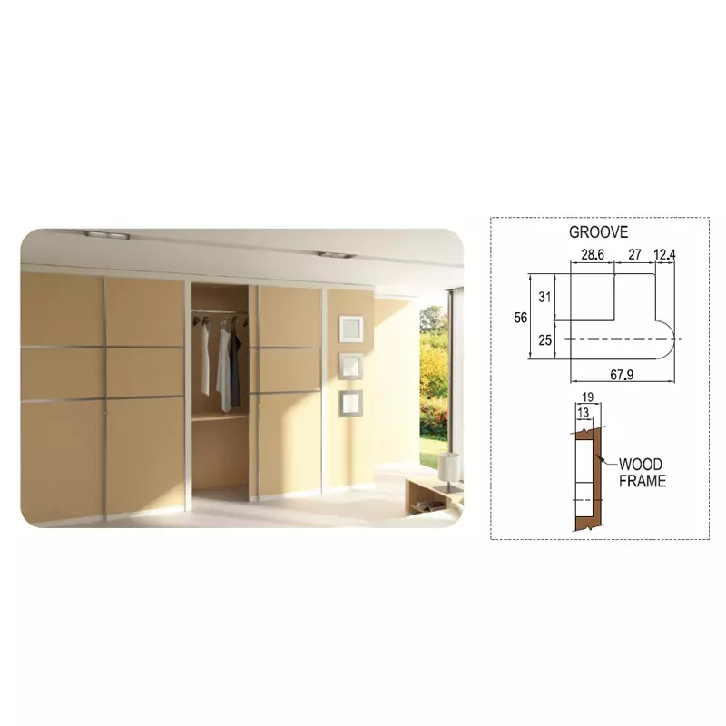 Ebco Premium Sliding Wardrobe Lock Right Nickel Plated Finish Side Mount and Die Cast Zinc Alloy Body, P-WLS2-SM-R
