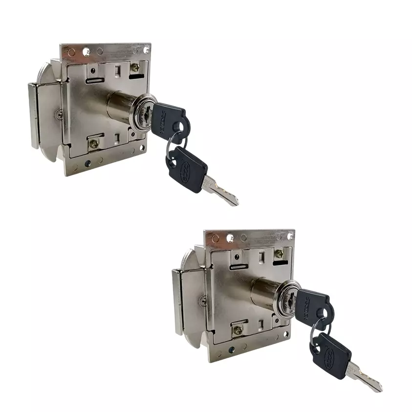 Ebco Secutek Cupboard Sliding Lock Nickel Plated Finish Metal Body for Sliding Cabinet Shutters, CSL1-25-S2 (Set of 2)