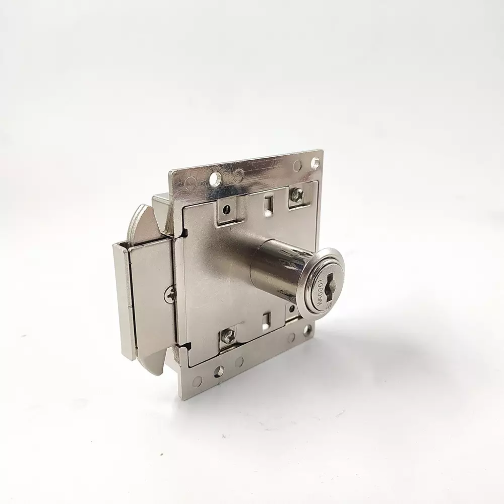 Ebco Secutek Cupboard Sliding Lock Nickel Plated Finish Metal Body for Sliding Cabinet Shutters, CSL1-25-S2 (Set of 2)