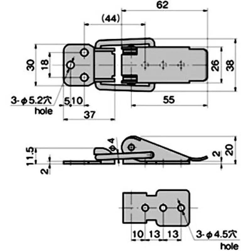 TAKIGEN Stainless Steel Latch Snap Lock Gloss Barrel Polishing, C-1173-3