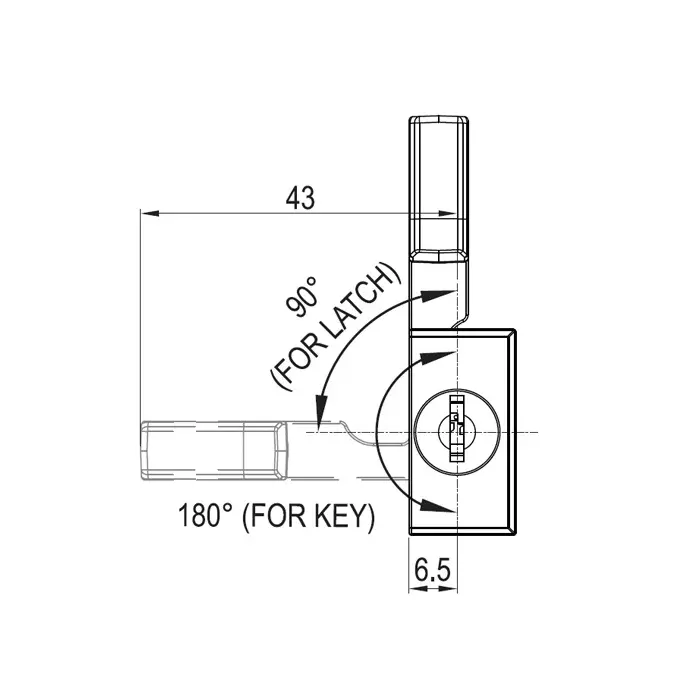 Ebco Premium Sliding Wardrobe Lock Left Nickel Plated Finish Side Mount and Die Cast Zinc Alloy Body, P-WLS2-SM-L