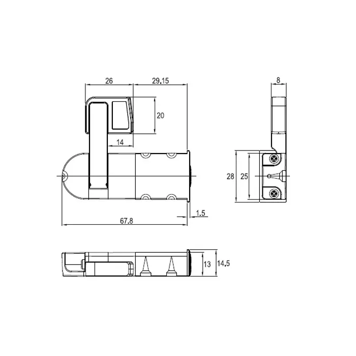 Ebco Premium Sliding Wardrobe Lock Left Nickel Plated Finish Side Mount and Die Cast Zinc Alloy Body, P-WLS2-SM-L