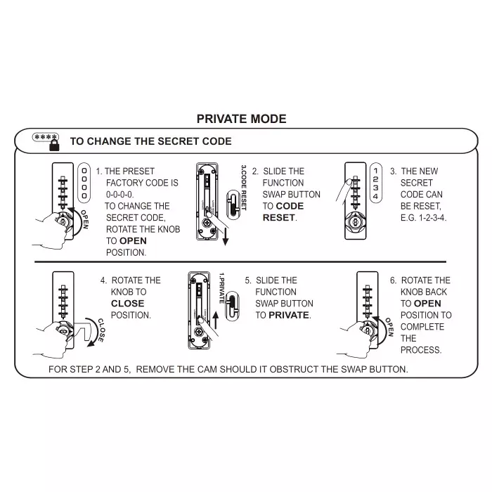 Ebco 4 Digit Combination Lock Wood Type Vertical Anthracite Finish for 16-20 mm Door Thickness, P-CLWV418-R-AT