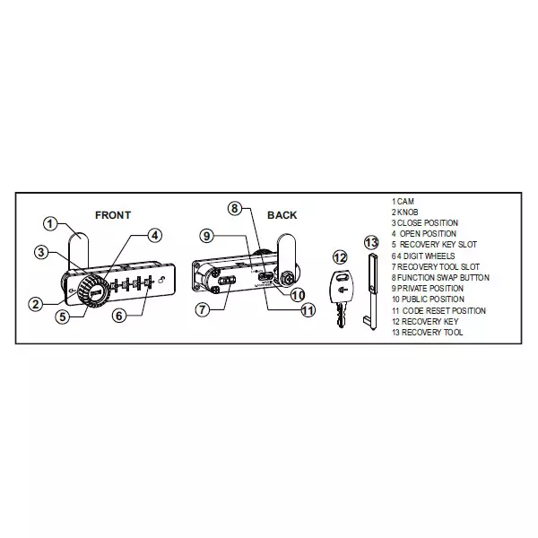 Ebco 4 Digit Combination Lock Zinc Wood Nickel Plated Finish for 16-20 mm Door Thickness, P-CLZW-20L