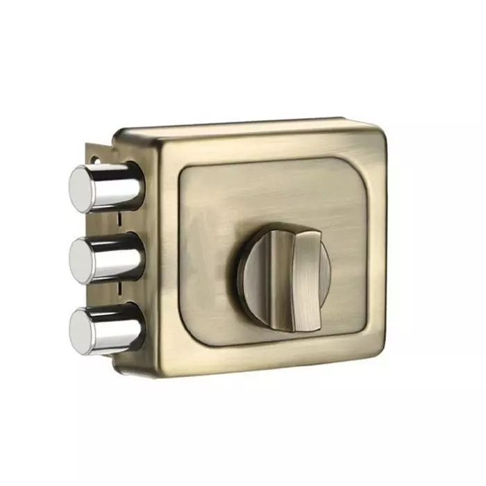 Contesa Tribolt Lock Antique Brass Finish Metal Body Manual Operated for Residential Security Doors, TB001AB