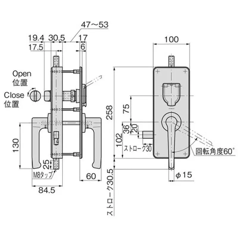 takigen-surface-mounted-cremone-lock-with-inner-handle-baking-paint-clear-finish-a-375-3a-xt-l