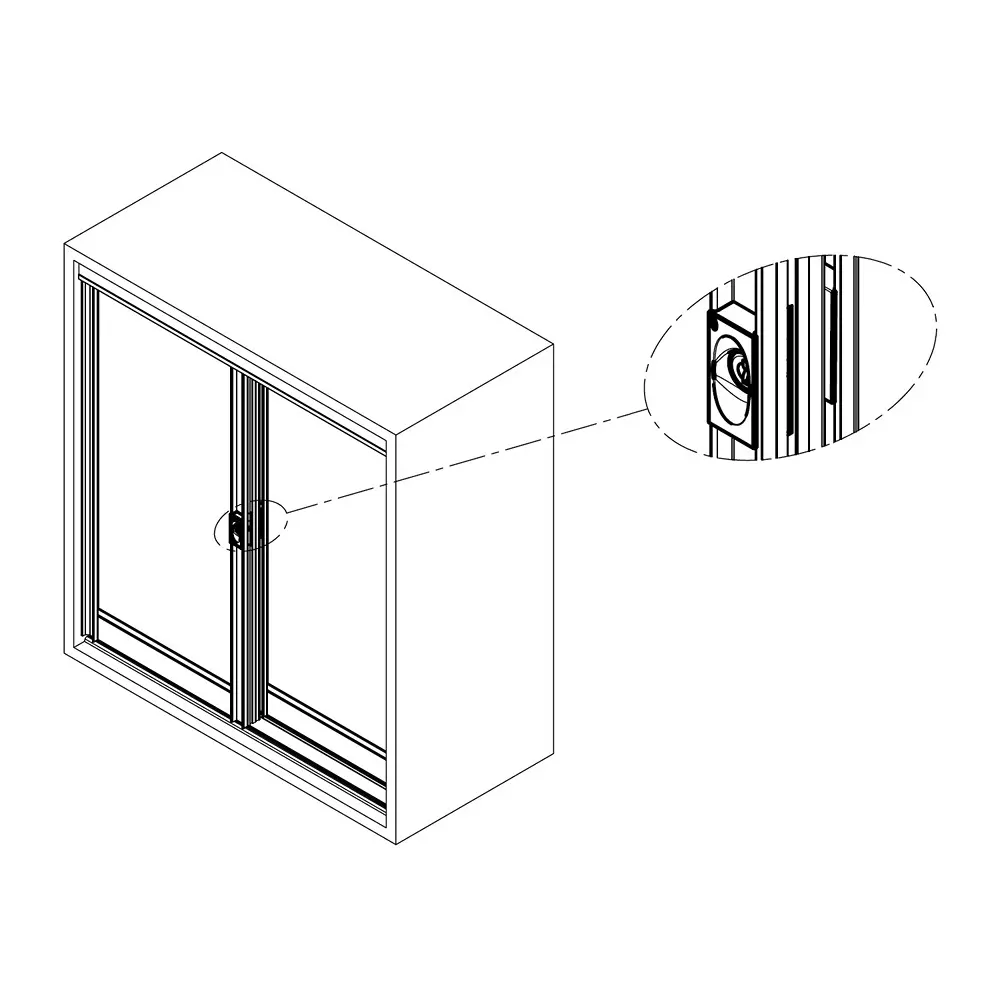 Ebco Premium Walk In Sliding Push Lock Aluminium Black Finish and 50 x 24 mm Size, P-WSPL-AL