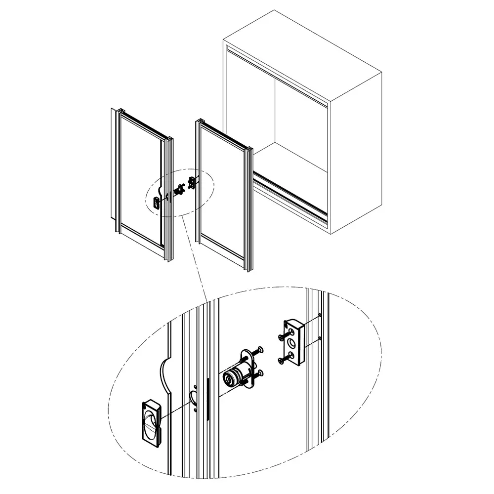 Ebco Premium Walk In Sliding Push Lock Aluminium Black Finish and 50 x 24 mm Size, P-WSPL-AL