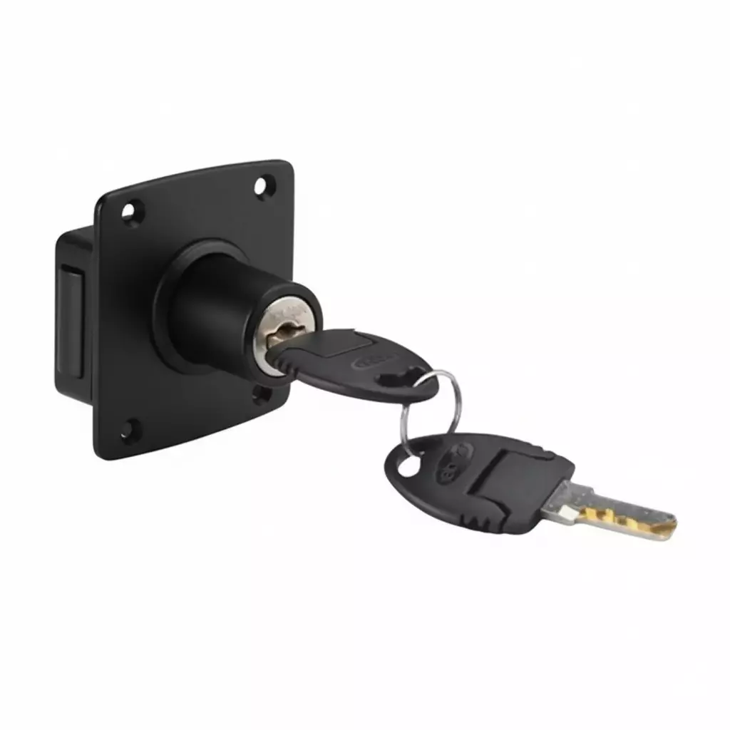 Ebco Securite Cupboard Lock with Plastic Capped Dimple Keys Black Finish and Size 32 mm, P-SRC-32D-BL