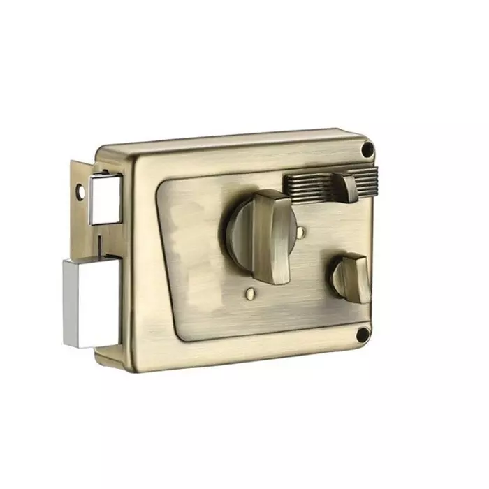 Contesa Night Latch Lock Antique Brass Finish Metal Body Manual Operated for Residential Security Doors, NL002AB