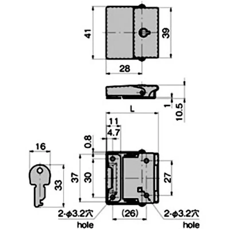 TAKIGEN Stainless Steel Square Snap Lock Gloss Barrel Polishing, C-1085
