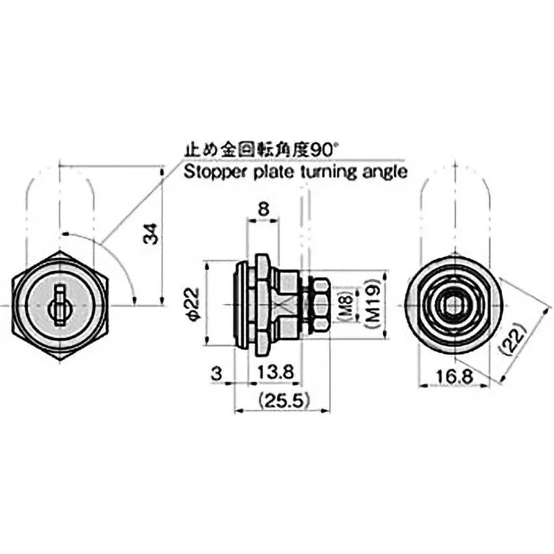 TAKIGEN System Lock Zinc Alloy Chrome Plating 54 g, C-35-B Different Key-picture-24