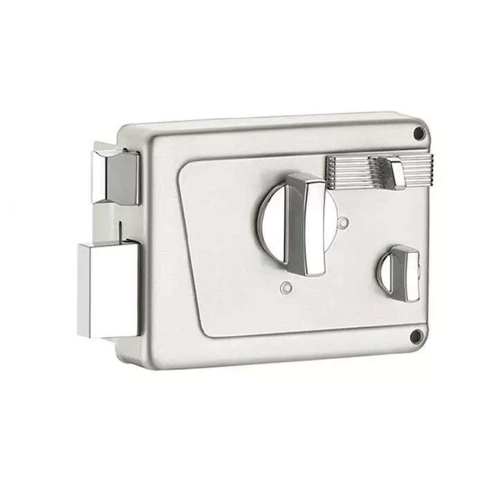 Contesa Night Latch Lock Silver Finish Metal Body Manual Operated for Residential Security Doors, NL002SS