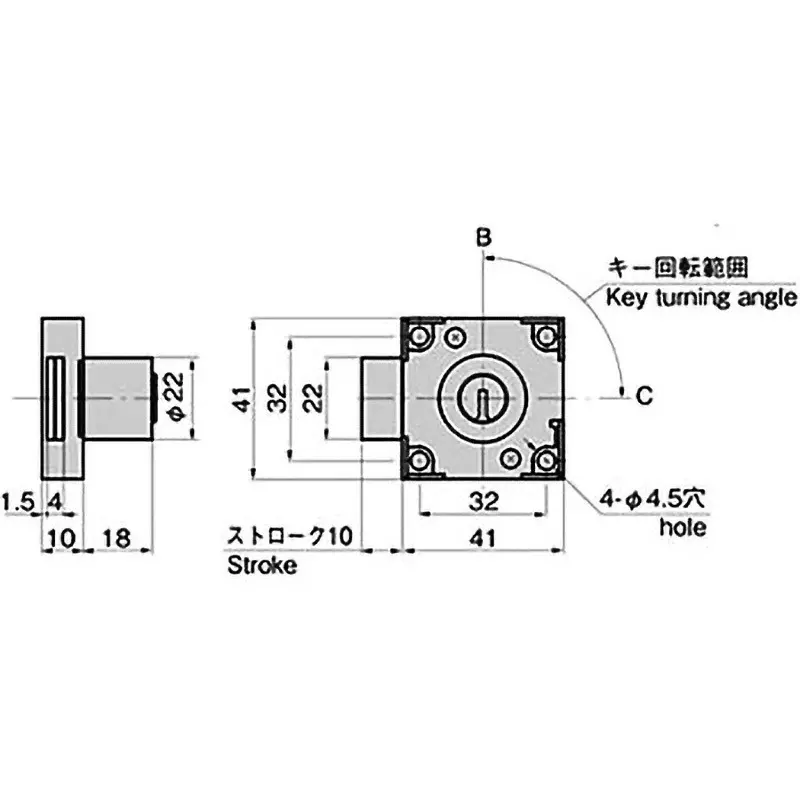 TAKIGEN Standard Cylinder Lock, C-4-3(#D001)